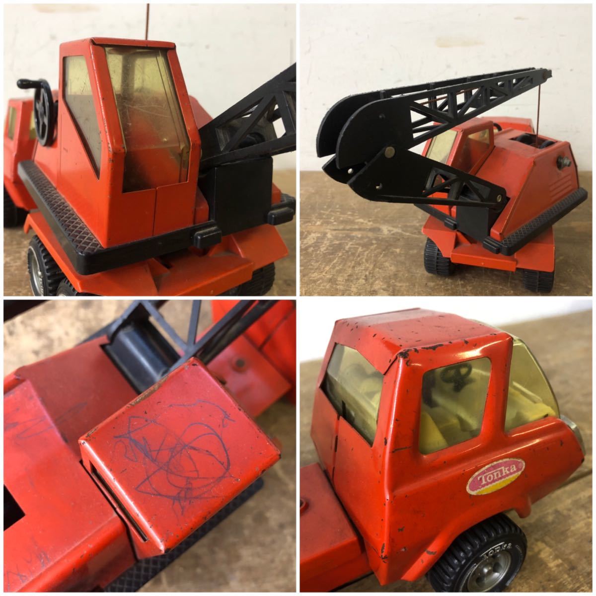 ZN】Tonka トンカ レトロ クレーン車 建築重機 おもちゃ ブリキ 玩具 