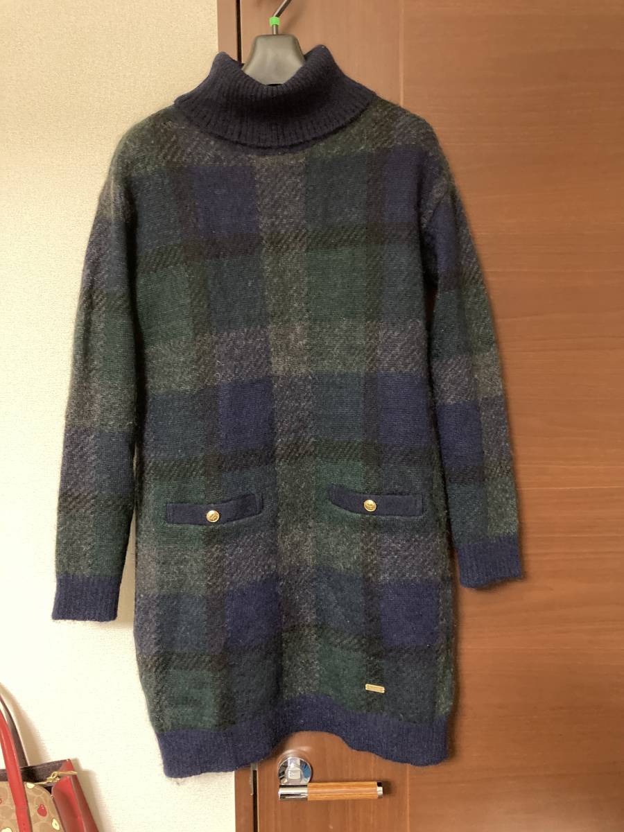 ブルーレーベル クレストブリッジ 美品 ニット ワンピース タートル 緑