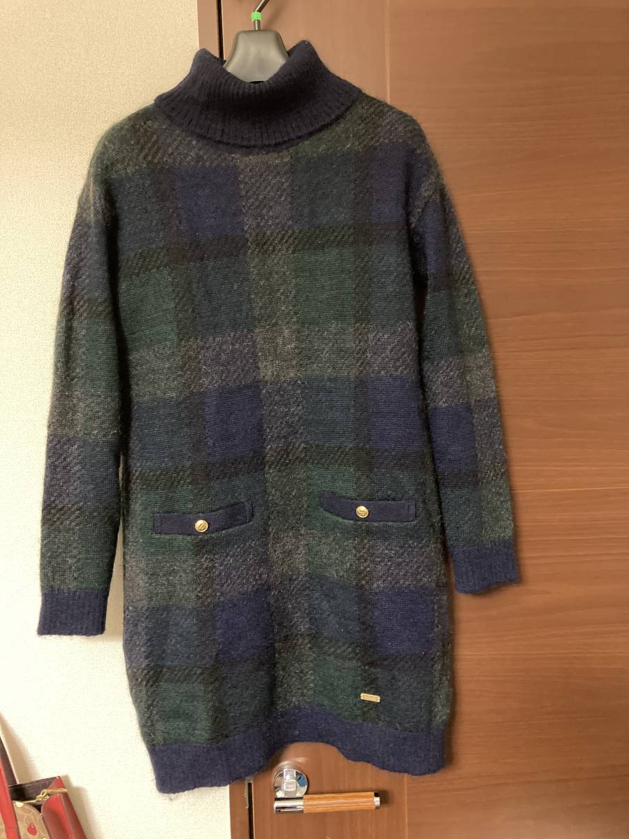 ブルーレーベル クレストブリッジ 美品 ニット ワンピース タートル 緑