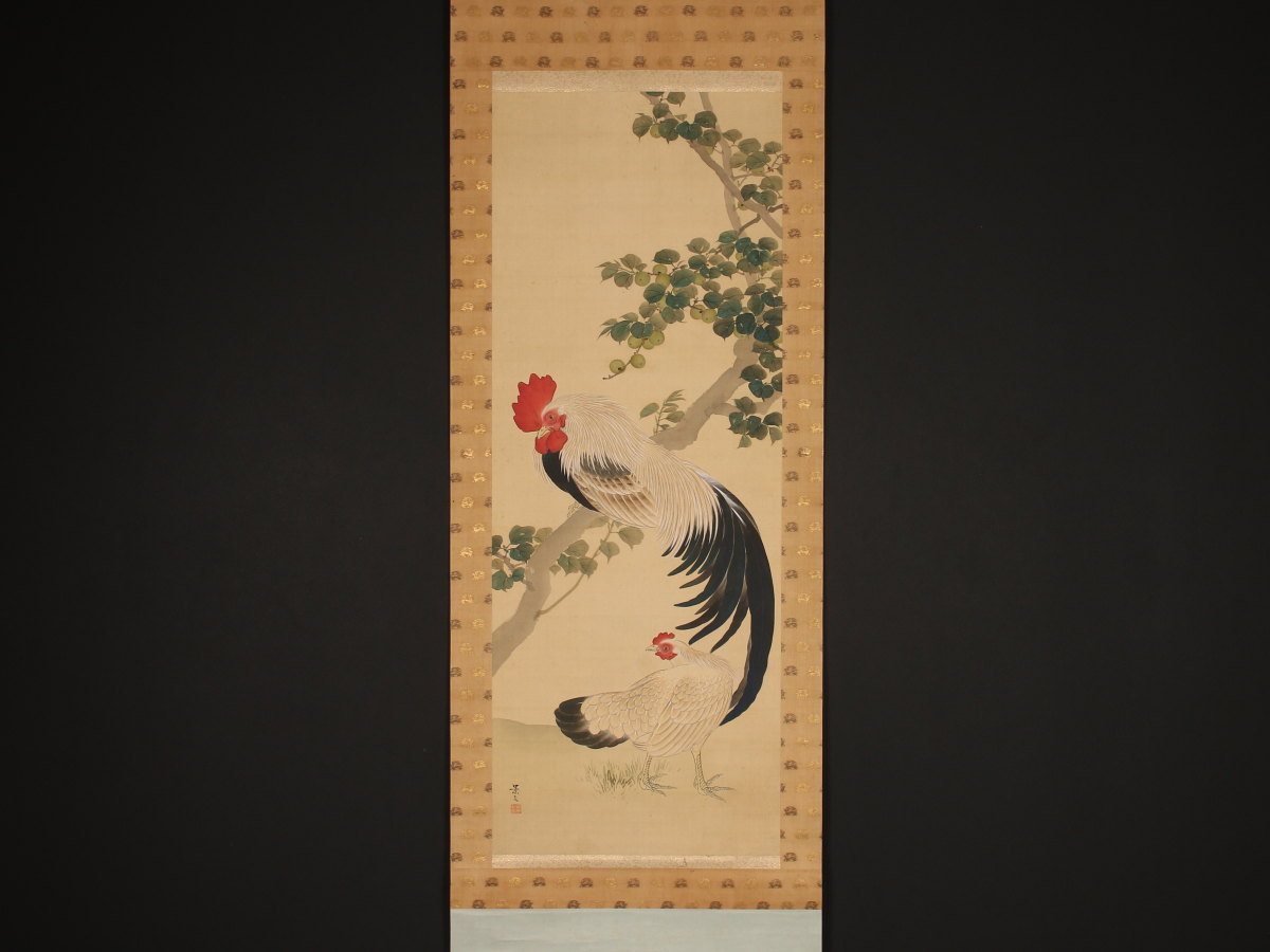 模写/松村呉春/鶏図/トリ図/花鳥図/掛軸☆宝船☆AH-764 模写/松村呉春/鶏図/トリ図/花鳥図/掛軸☆宝船☆AH-764 模写⁄松村呉春