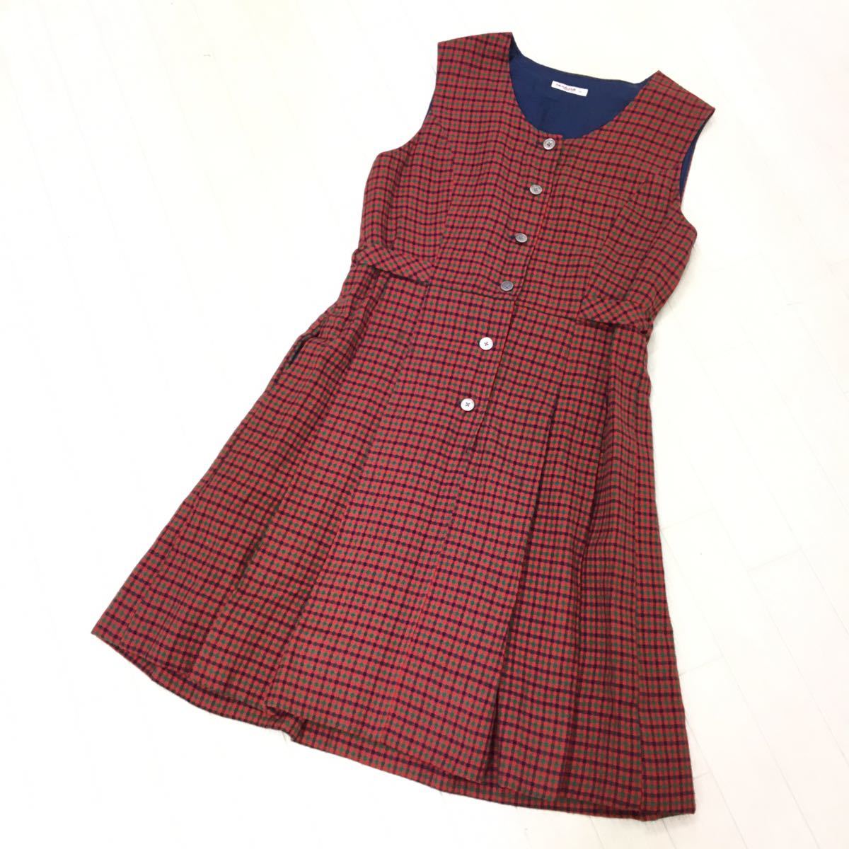 B087 Familiar ファミリア ジャンパースカート ノースリーブ ワンピース スカート ウール混 レッド 赤 チェック キッズ 160 正規品 160 155cm 以上 売買されたオークション情報 Yahooの商品情報をアーカイブ公開 オークファン Aucfan Com