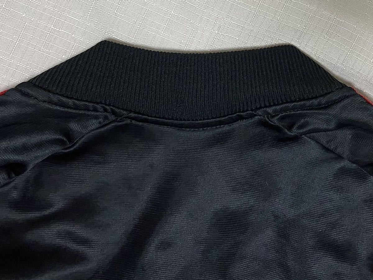 80sビンテージ adidas USA製 スナップボタン 黒 赤 トレフォイルロゴ 
