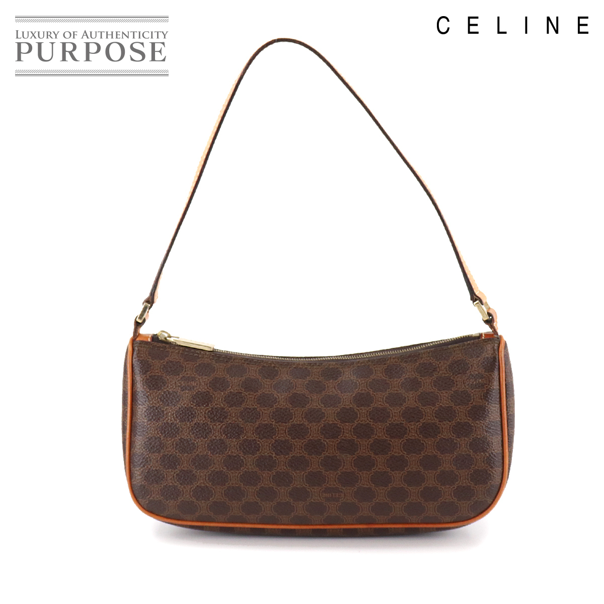 1円□ 極美品 セリーヌ CELINE マカダム柄 アクセサリーポーチ ハンド 