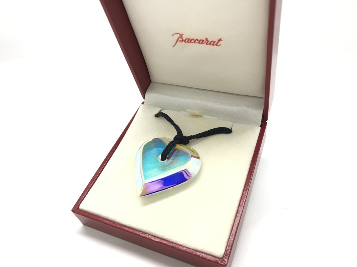 中古 baccarat ハート レディース ネックレス ペンダント オーロラ 