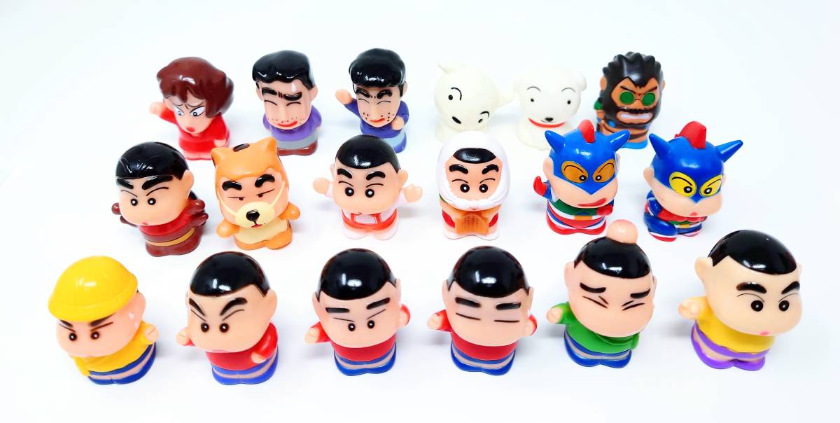 ぴーひょろしんちゃん クレヨンしんちゃん ソフビ 1993年 当時物 絶版 1992年・1993年】クレヨンしんちゃんソフビ指人形18体まとめ