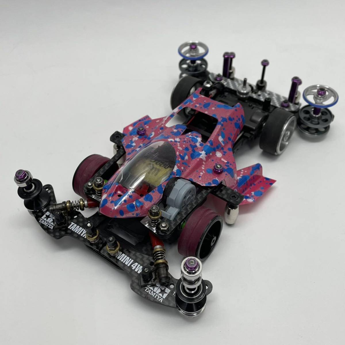 タミヤ ミニ四駆 提灯カスタム仕様 引退 ミニ四駆 FM シャーシ 提灯 完成品 タミヤ フルカスタム ミニ四駆
