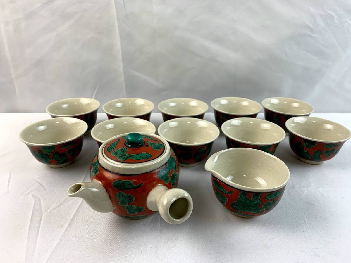 普及タイプ 【胡】九谷焼 木米 在銘 急須 煎茶碗 さまし 色絵 煎茶道具