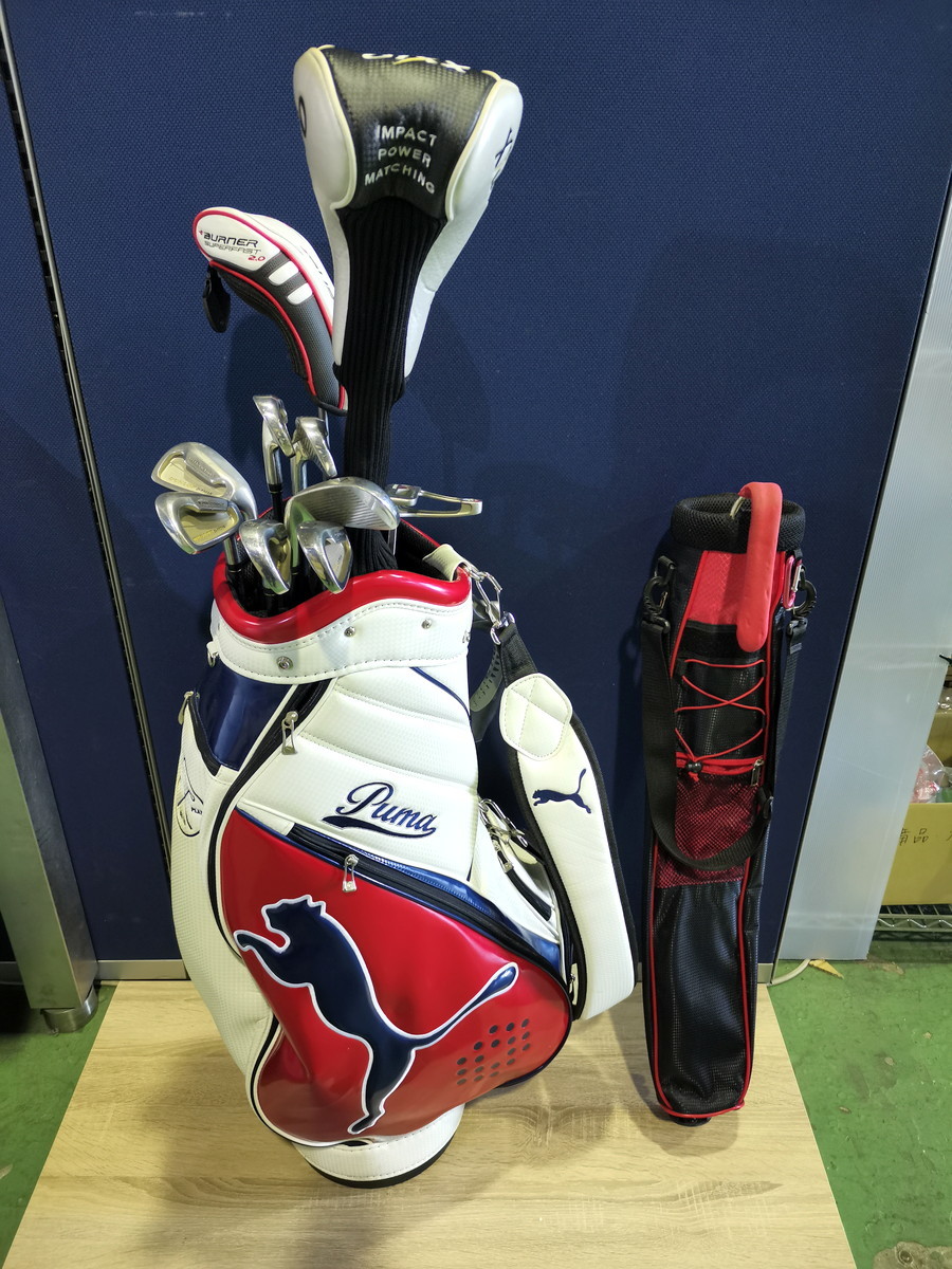 【入門用セット】PUMA プーマ スポーツ キャディバッグ + クラブ10本 / ゼクシオ テーラーメイド ダンロップ等 メンズ 9型 ★バッグのみ可_1