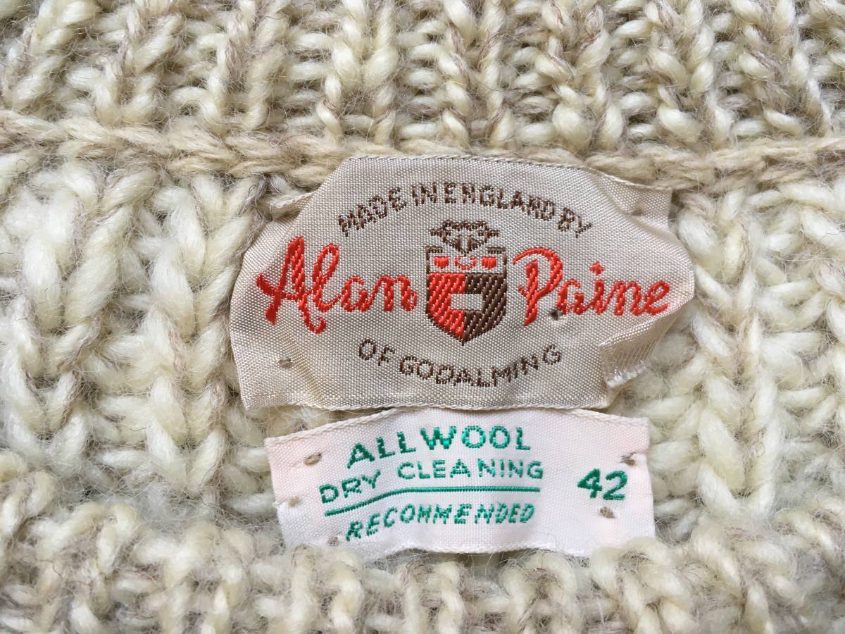 60s 70s 英国製 Alan Paine 肉厚 リブ編み 畦編み ニット セーター 