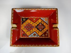 エルメス アッシュトレイ レオパード 陶器 小物入れ 灰皿 ヒョウ 赤色