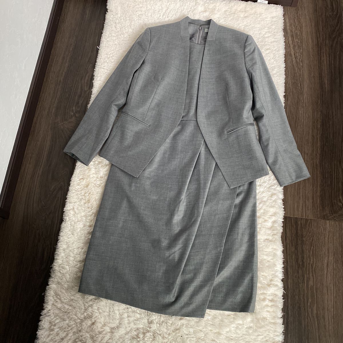 美品 theoryluxeセオリーリュクス ノーカラージャケットワンピース 