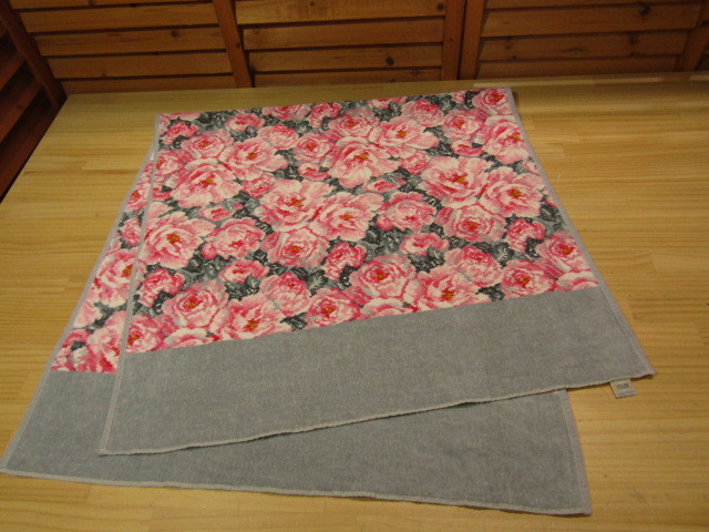 Y送料無料△347【FEILER フェイラー】ドイツ製 限定ローズ柄 バスタオル オーダー品 グレー系