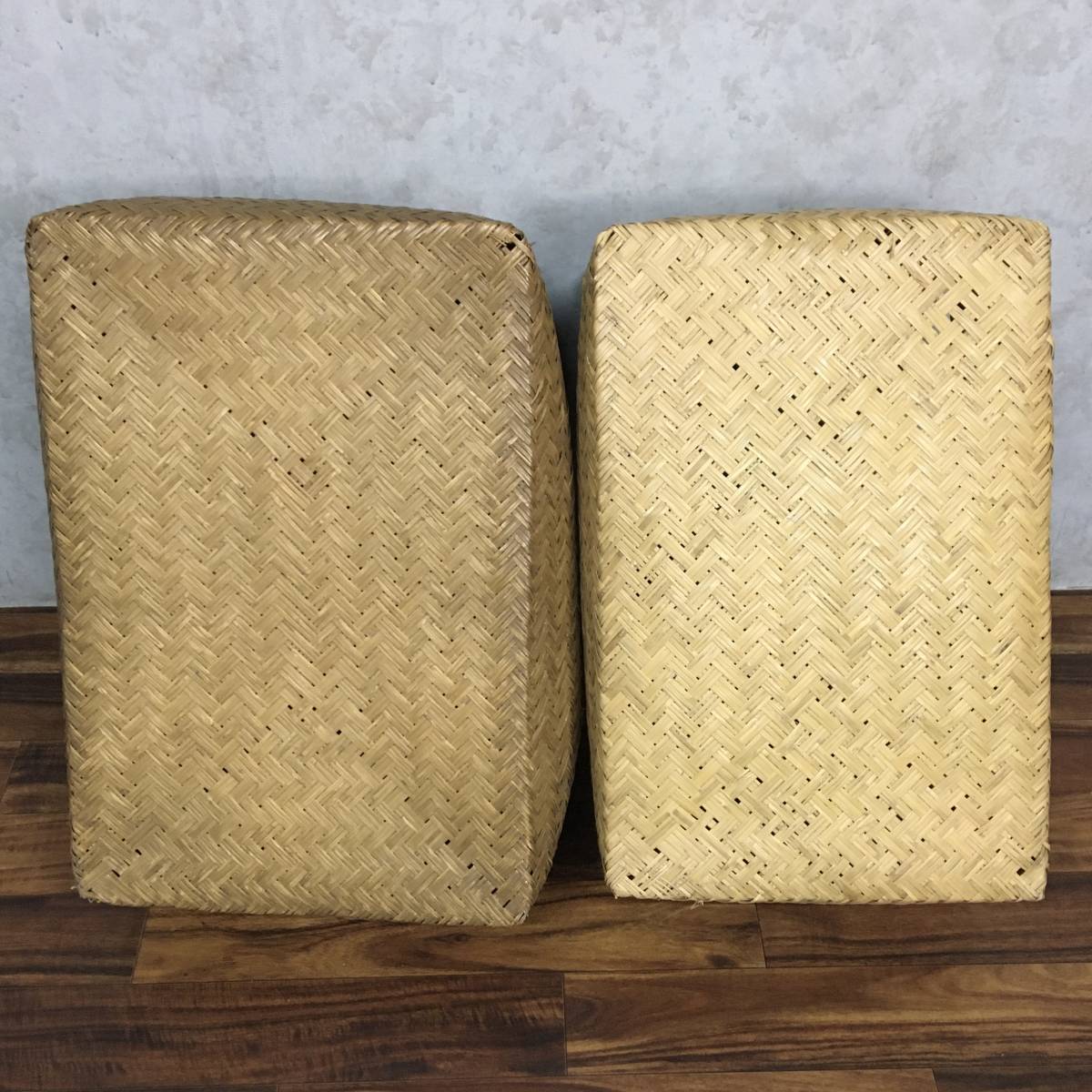 【m】柳行李 柳こおり 葛籠 つづら 収納 衣装ケース 昭和レトロ ka5/74 昭和レトロ 柳行李 2点 柳こうり 衣装箱 かご 衣装ケース