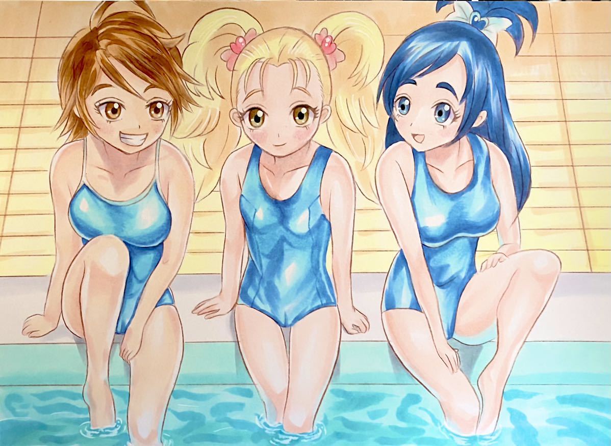 スク水ver 同人手描きイラスト 2人はプリキュアマックスマート キュアホワイト 雪城ほのか キュアブラック 美墨なぎさ シャイニールミナス 手描きイラスト 売買されたオークション情報 Yahooの商品情報をアーカイブ公開 オークファン Aucfan Com