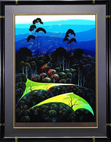真作WISHアイベン・ロール Eyvind Earle「海からの眺め」シルク 【真作