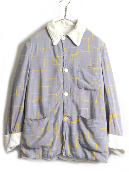 定番人気，新作登場 50s 60s ビンテージ 裏地 パイル ポケット付き アトミック 総柄 長袖 ビーチ シャツ ジャケット メンズ L 古着 ハワイアン アロハ(Lサイズ)｜売買されたオークション情報、yahooの商品情報をアー ジャンパー、ブルゾン一般