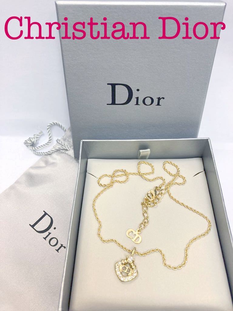 未使用美品◆Christian Dior ディオール CDロゴ ひし形 ストーン付き ゴールドカラー 【218】