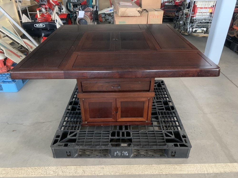 H-6727】中古品 紅紫檀？ 囲炉裏テーブル イス・長椅子セット 古民具