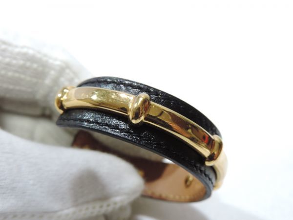 エルメス HERMES アガタ バングル ブレスレット - K10 GP⁄レザー