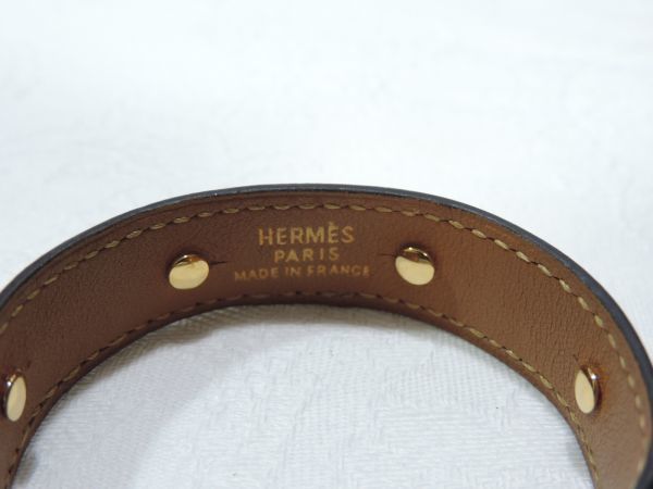 エルメス HERMES アガタ バングル ブレスレット - K10 GP⁄レザー
