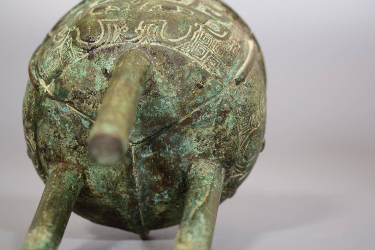香炉 置物 古銅 三足 大明正徳年製 銅器 唐物 骨董品 瓏古銅
