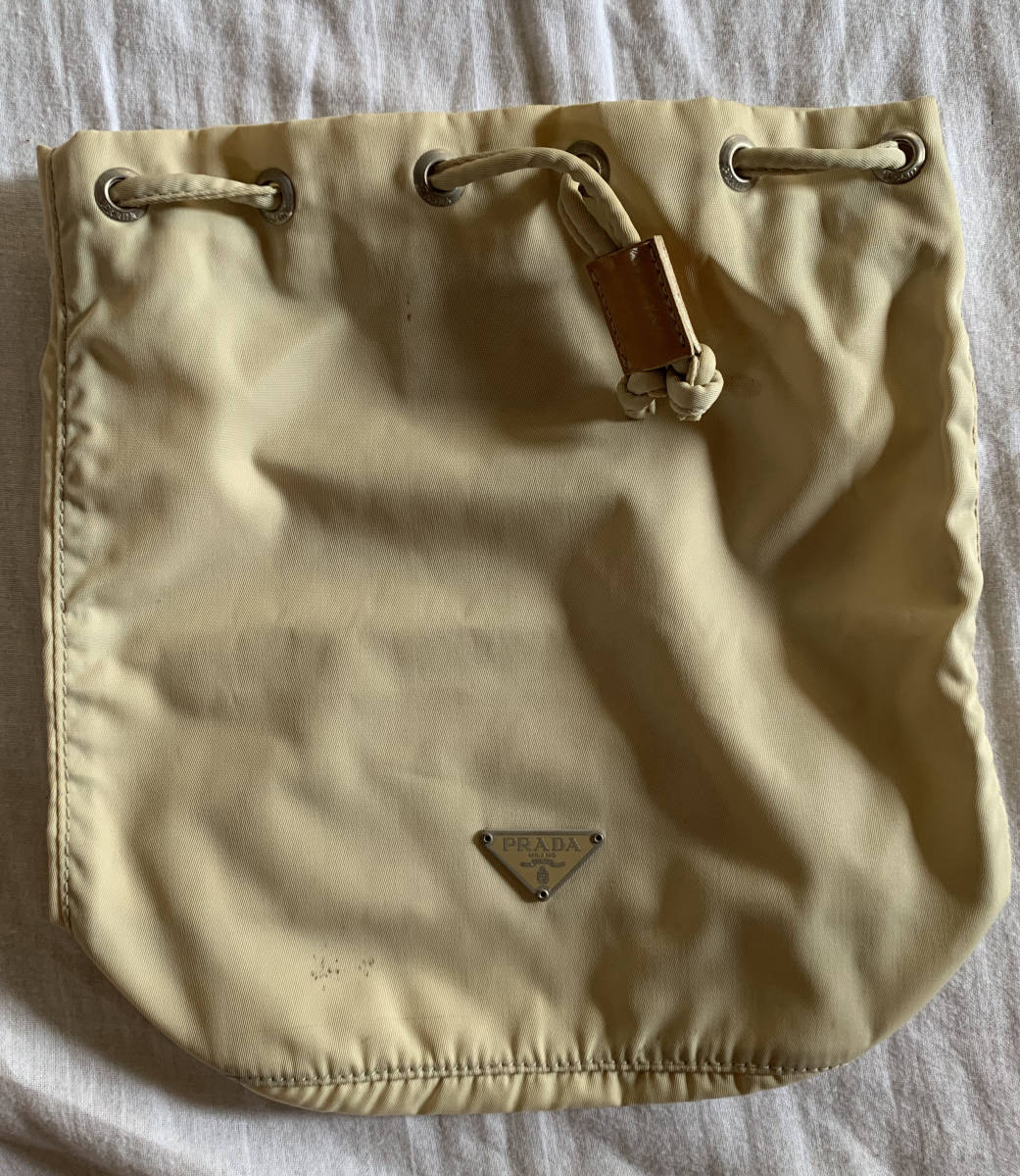 ポーチ 巾着 白タグ PRADA プラダ テスート 美品✨プラダ 三角ロゴ