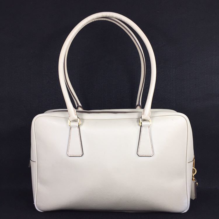 プラダ】本物 PRADA ショルダーバッグ ベージュ色系 三角ロゴ 