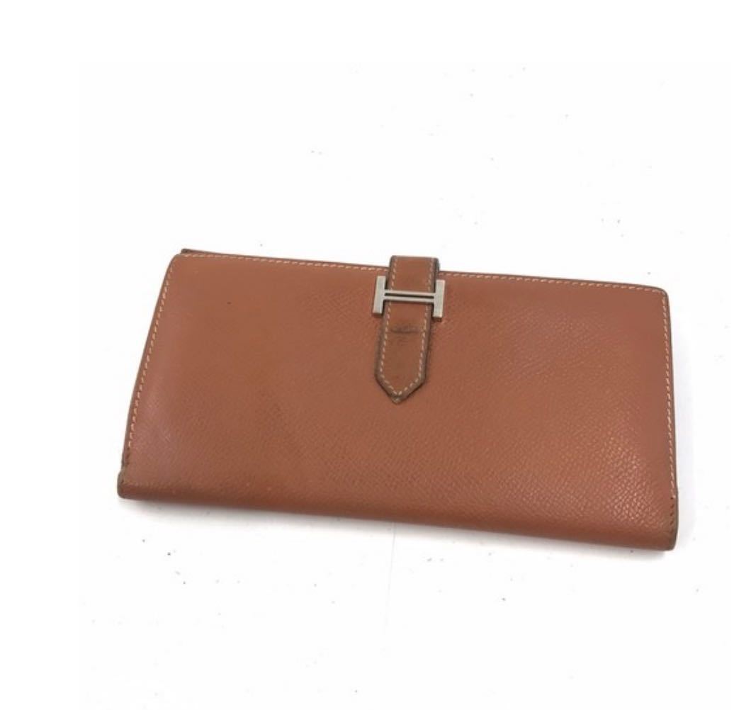 HERMES エルメス ベアン クシュベル シルバー金具 二つ折り 長財布 