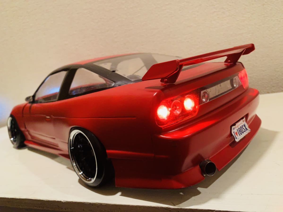ボディのみ 1/10 180SX 表塗り赤 LED電飾付 品 検 ヨコモ タミヤ