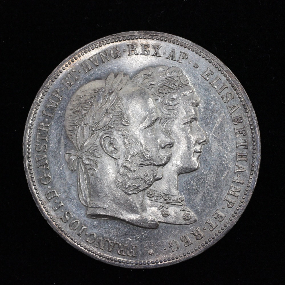 1円◇ オーストリア 2 フローリン 銀貨 1879年 フランツ・ヨーゼフ1世
