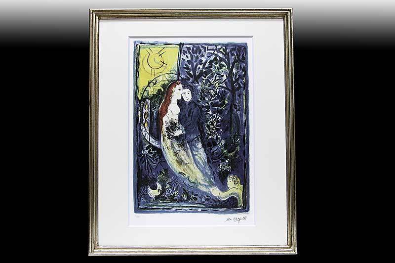 シャガール 作品証明書 展示用 絵画「結婚」額縁4色選択可能 マラソン