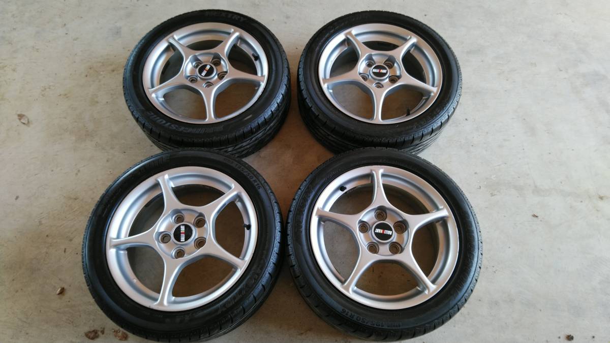 195/50R16　ブリジストン ランサーセディア？ 16×6J　114.3　5穴　オフセット46　ハブ径67　4本　ラリーアート　三菱純正　パジェロミニ等