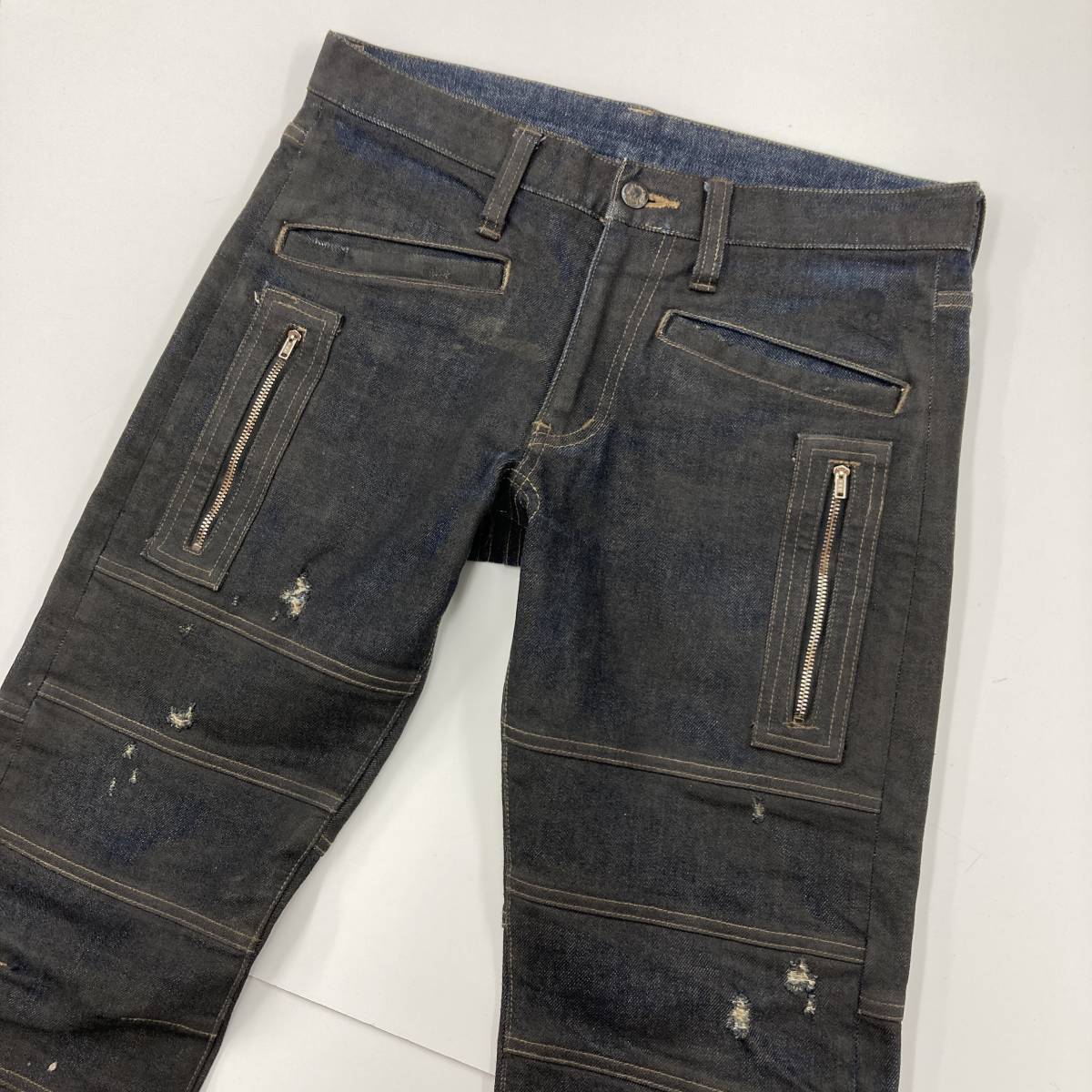 Roen コーティング加工 スカル ダメージ加工 デニムパンツ W30 メンズ 