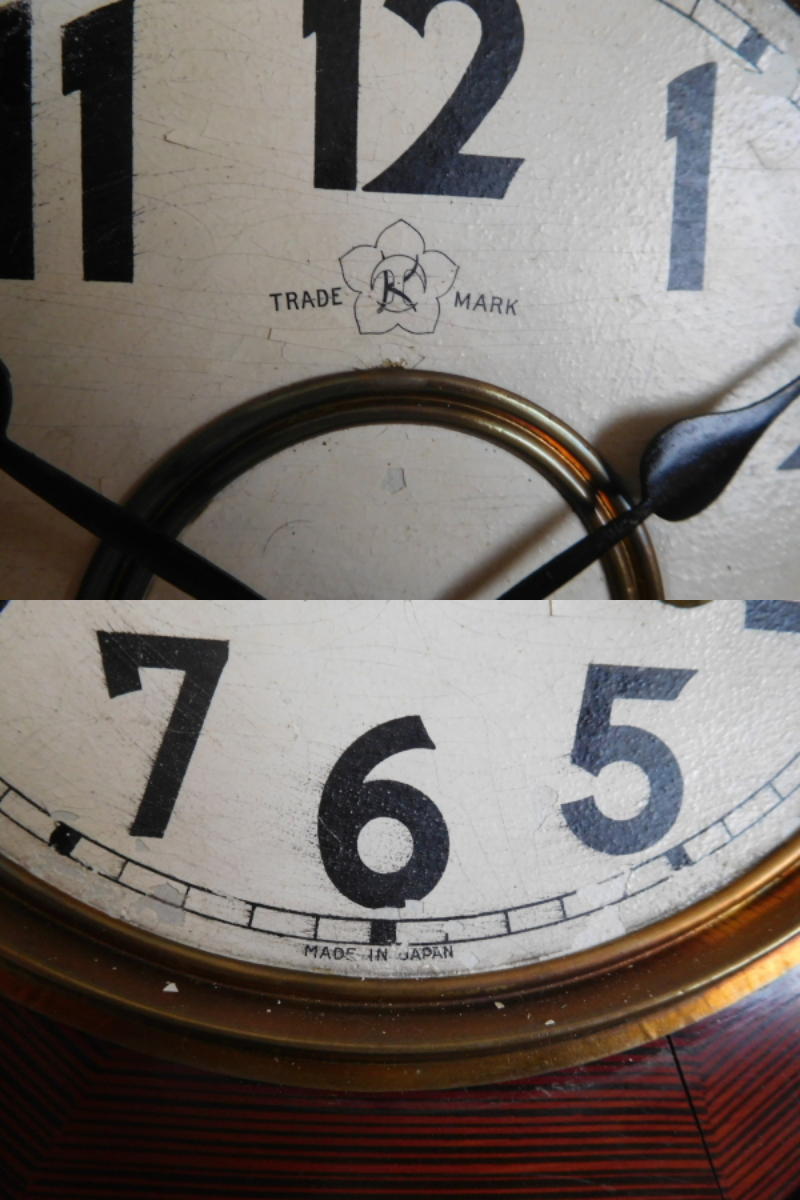 大正 昭和レトロアンティーク/名古屋商事時計 桔梗印 木製柱時計 八角時計 ボンボン時計 ゼンマイ式振り子時計 林市兵衛/現状渡し_3