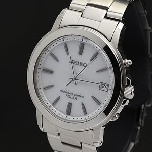 極美品【稼働品】SEIKO セイコー 7B22 ホワイト シルバー ソーラー 
