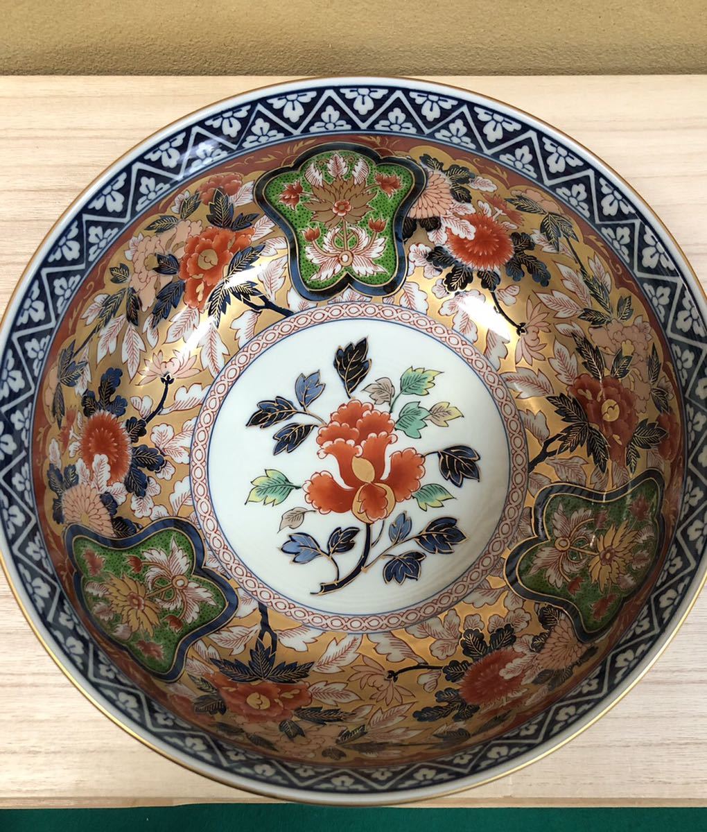 極錦金彩古伊万里 大鉢 日肥其泉 昭和年製 有田焼