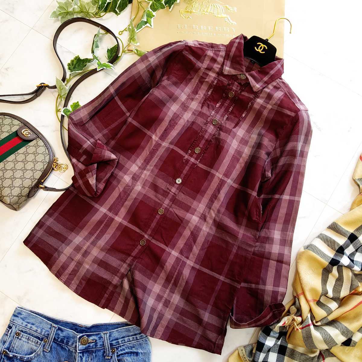 美品 BURBERRY バーバリー ロンドン チュニックブラウス チュニック 麻 