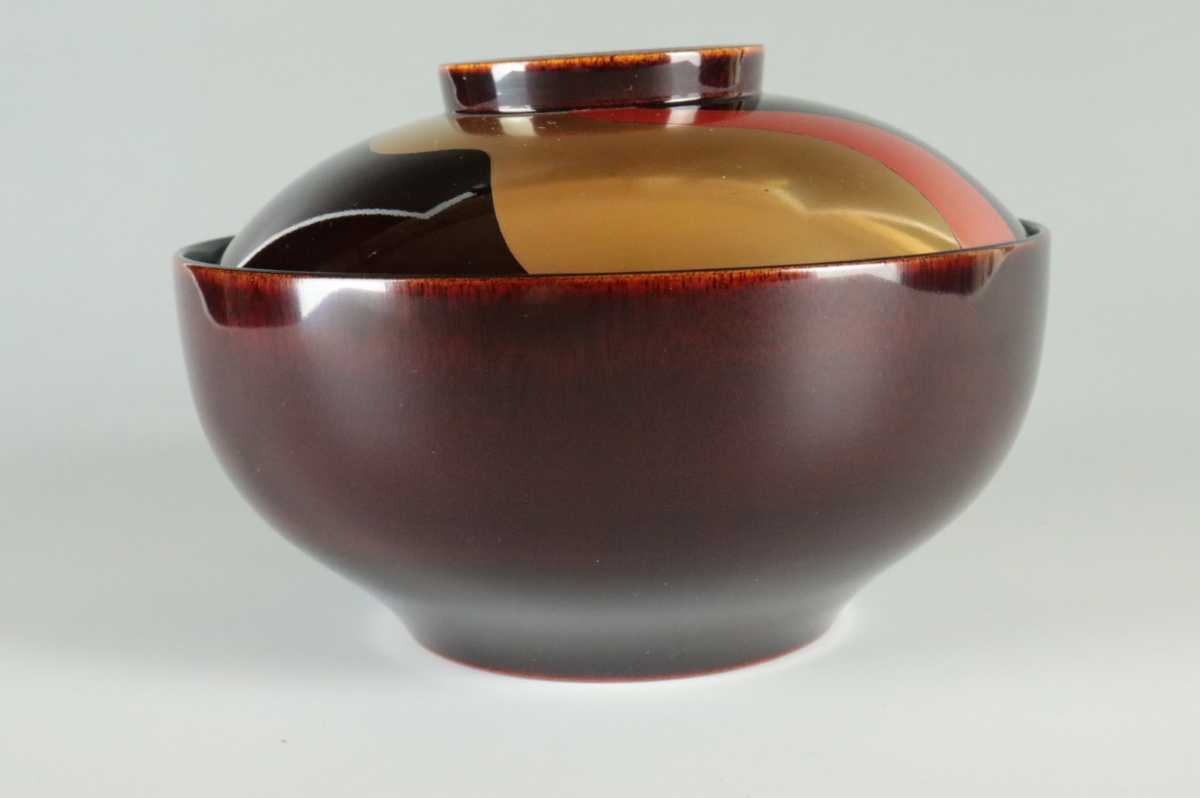 5客 平安象彦 木製漆器 瓢型膳 朱地梅蒔絵 A04344 天然