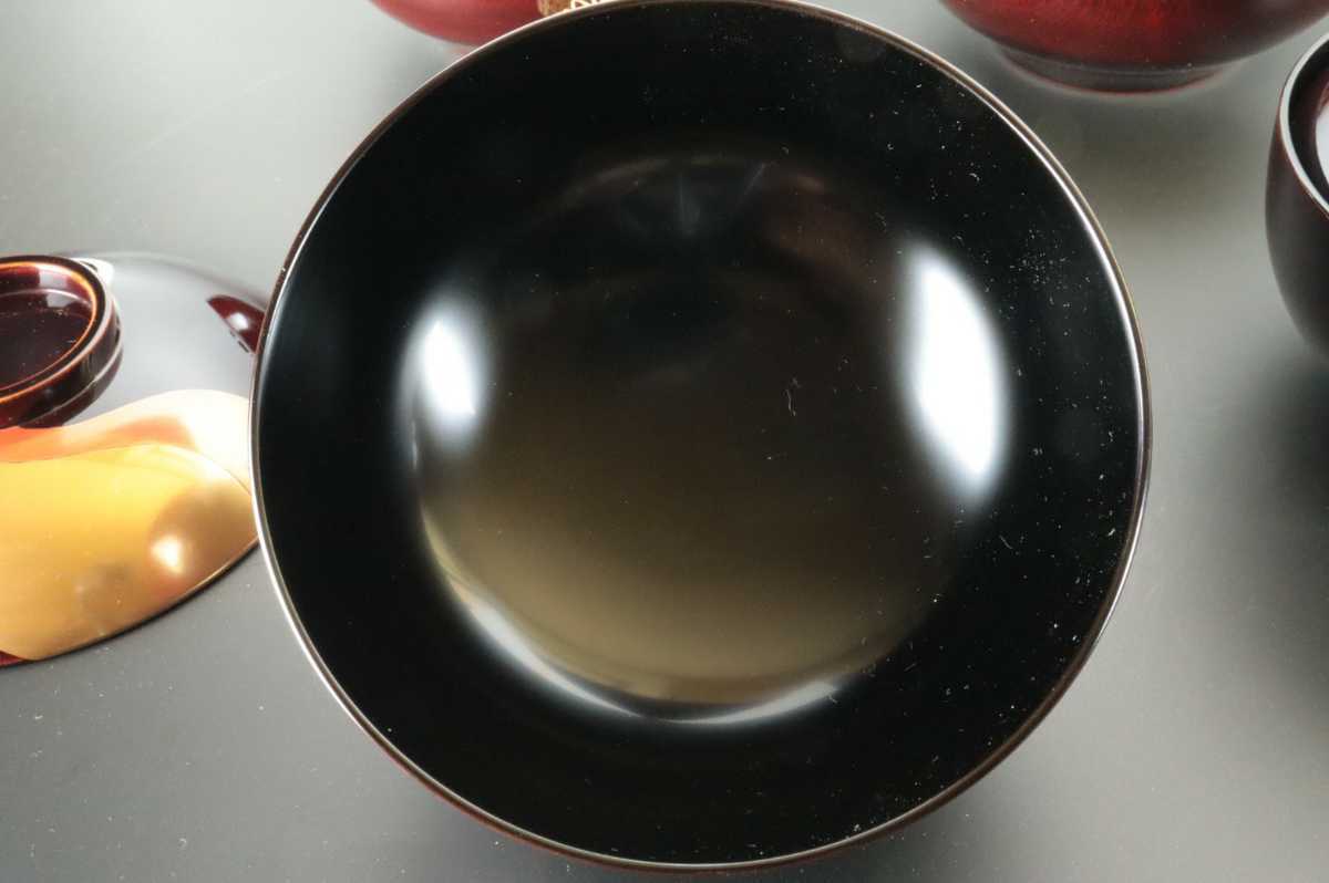 5客 平安象彦 木製漆器 瓢型膳 朱地梅蒔絵 A04344 天然