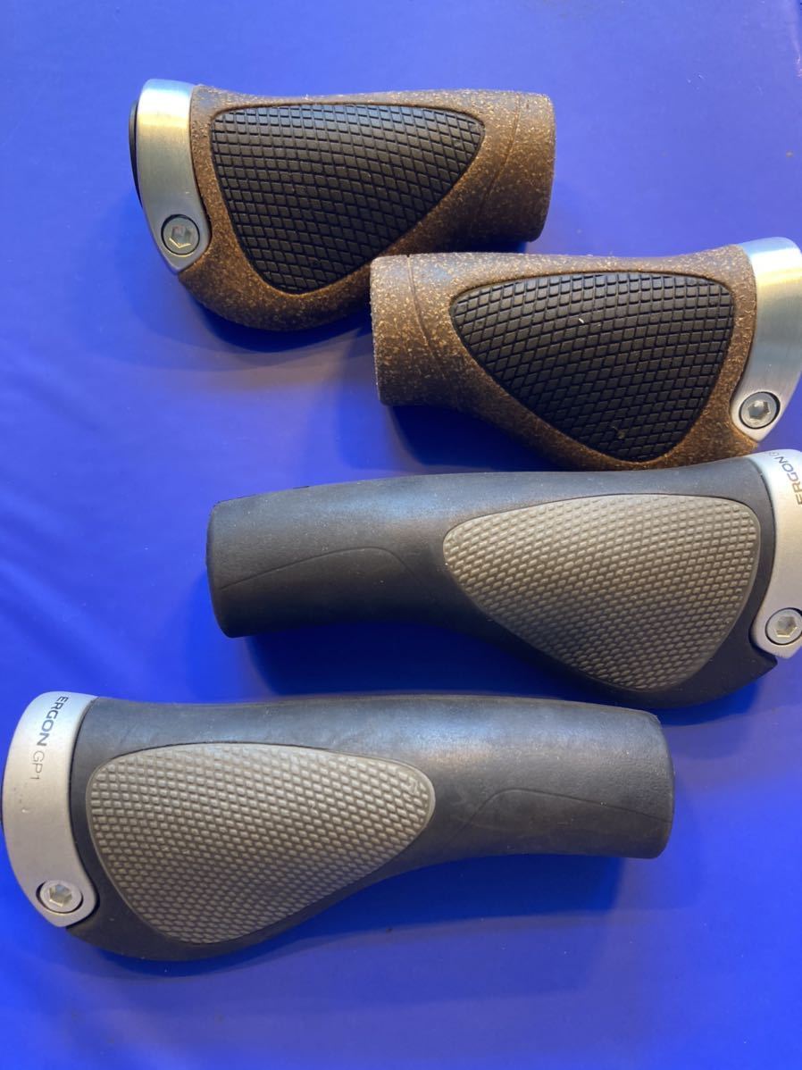 2セット ERGON ハンドル グリップ エルゴン エルゴノミクス ERGONOMICS 衝撃吸収 ショート ロング グレー バイオコルク BioKork GP1 