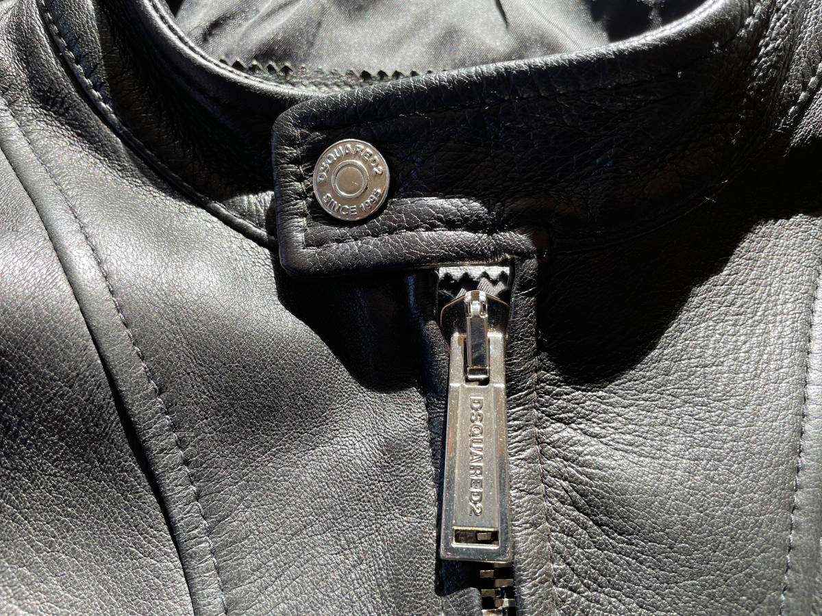 新品同様 DSQUARED2 名作 レザー コットン 48 ダブルライダース Dsquared2 ディースクエアード レザー ライダースジャケット - FARFETCH