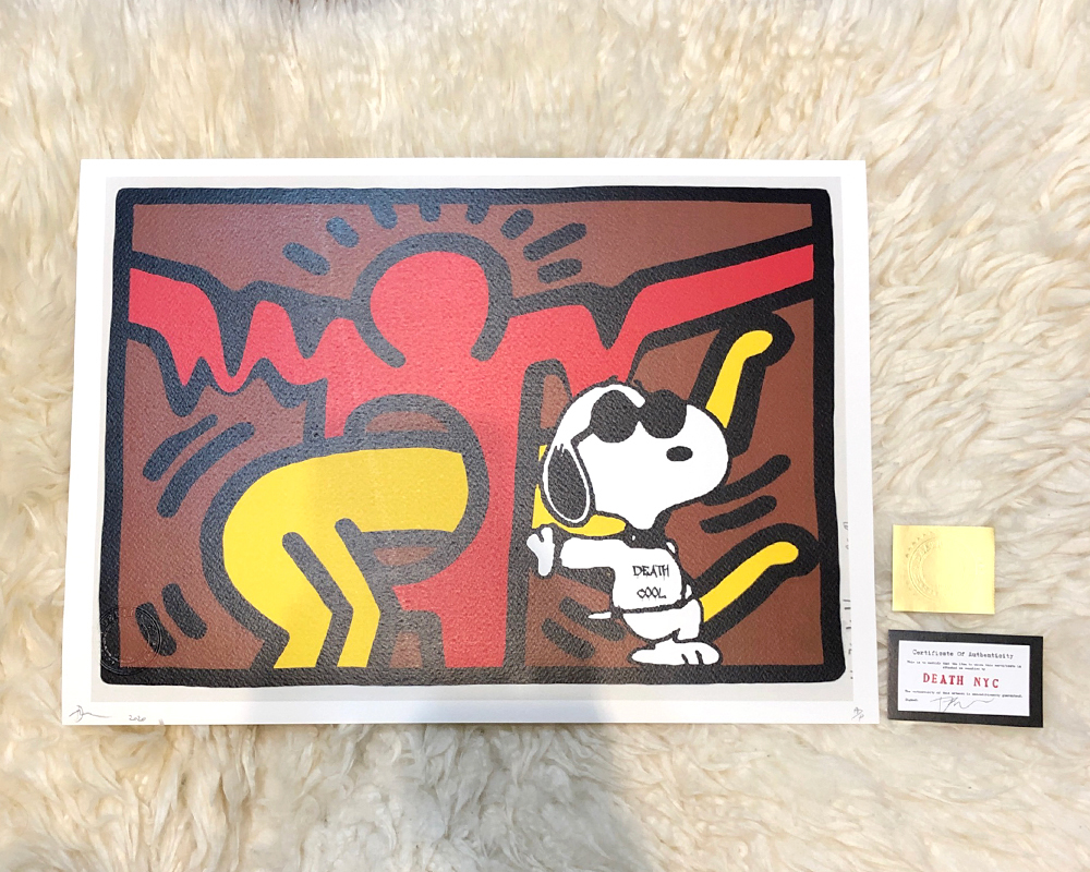 世界限定100枚 2020年 新作正規品 DEATH NYC スヌーピー SNOOPY キースヘリング Keith Haring 現代アート PEANUTS エバハート Banksy KAWS