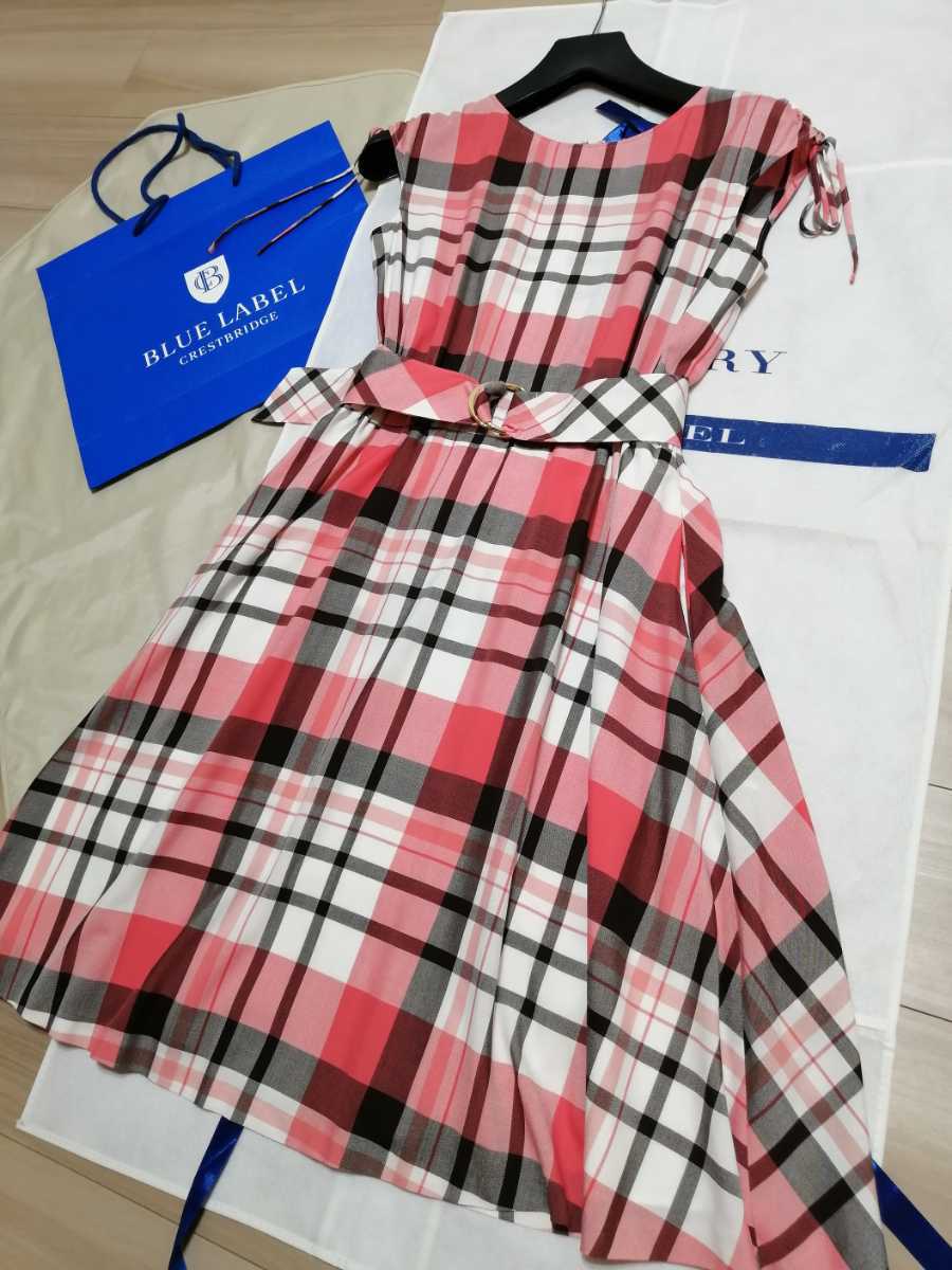 LABEL BLUE CRESTBRIDGE 本物上質 後継ブランド ワンピース チェック柄 ブルーレーベル ブルーレーベルクレストブリッジ BLOOM BLUE 品よく凛として 季節のはじまりに着たい服 BLUE CRESTBRIDGE ブルーレーベル・クレスト about- bluelabel CHECKS バーバリーブラック