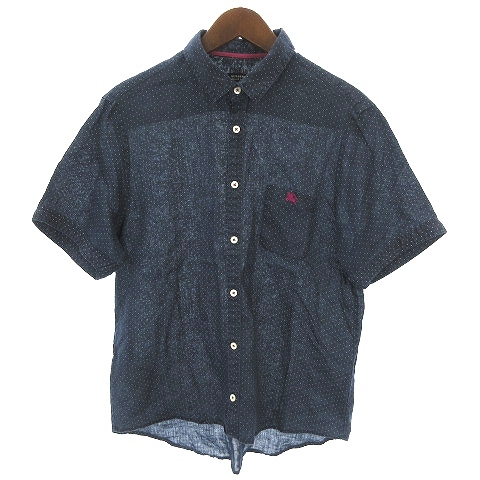 限定セール，人気セール バーバリーブラックレーベル BURBERRY BLACK LABEL カジュアルシャツ 半袖 麻100% ドット柄 紺 ネイビー系 4 SM メンズ(トップス)｜売買されたオークション情報、yahooの商品情報をアーカイブ公開 - 男性用