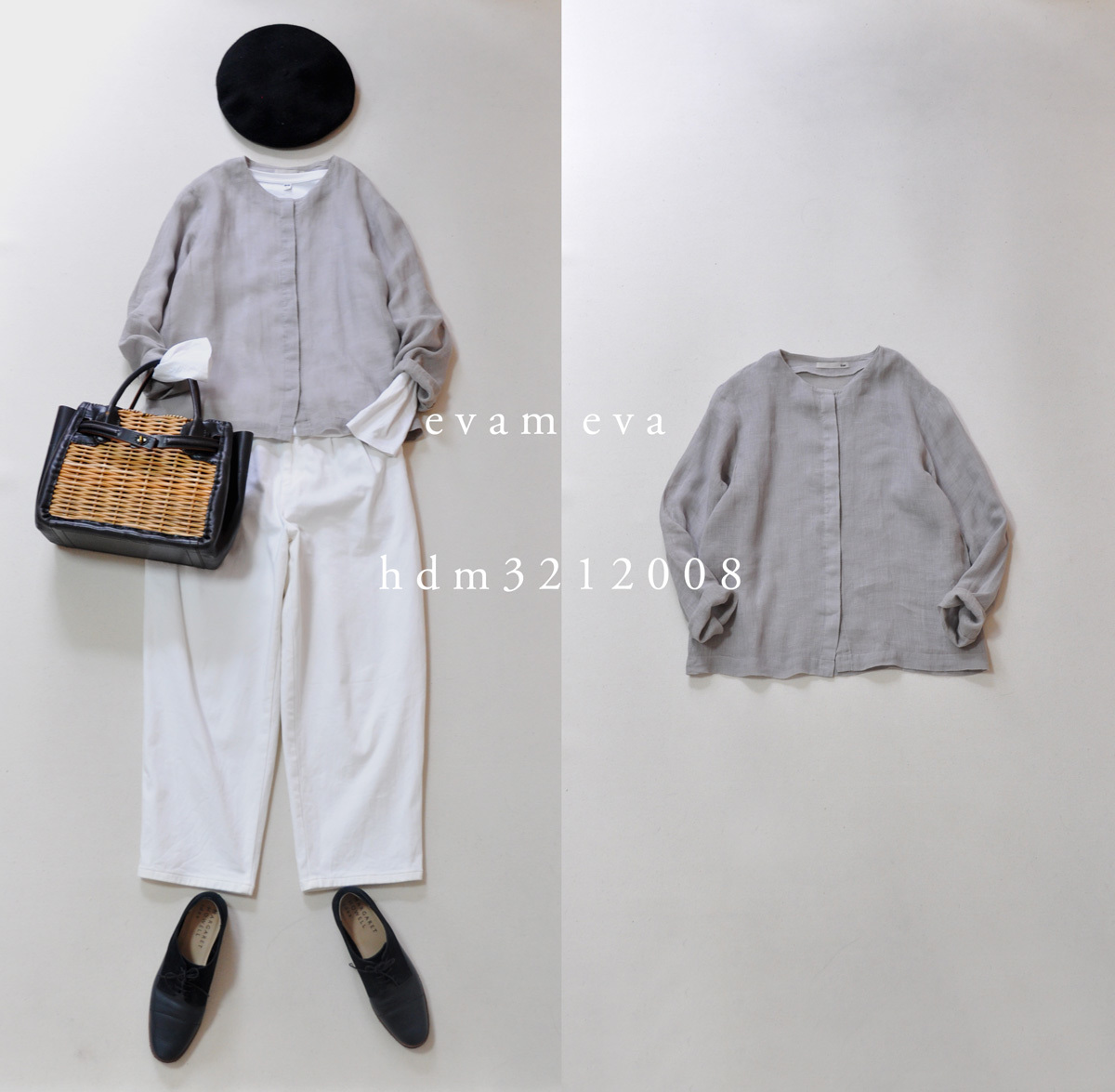 evam eva エヴァムエヴァ リネンノーカラー羽翼ブラウス evam ⁄ eva 