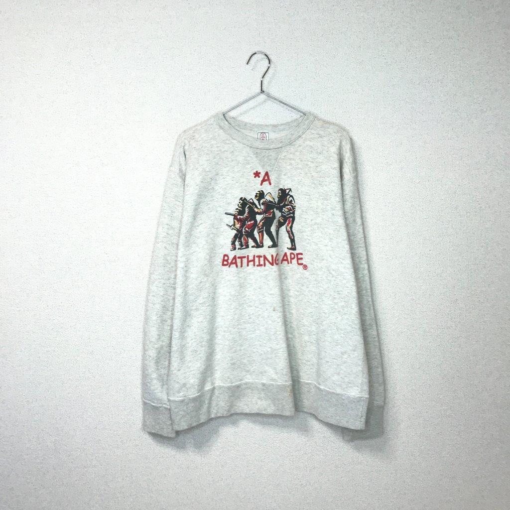 希少★A BATHING APE BAPE ア ベイシング エイプ 猿の惑星★メンズ スウェット トレーナー グレー size L 管:B:04