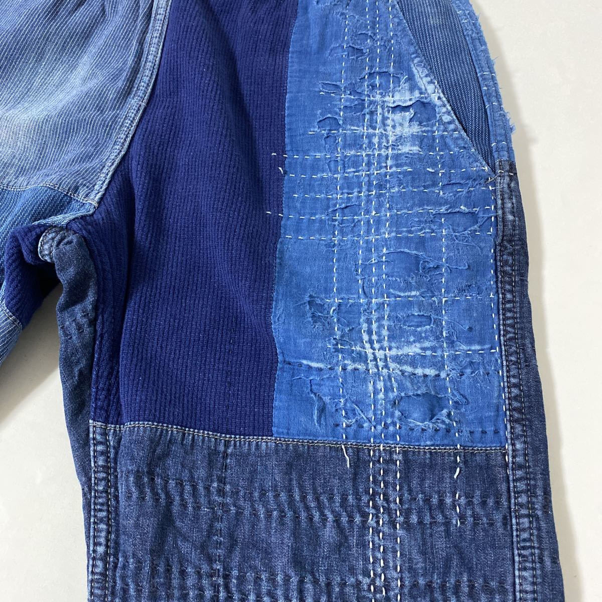 美品 AOZORA 刺し子 道着 インディゴ ダメージ 加工 パッチワーク