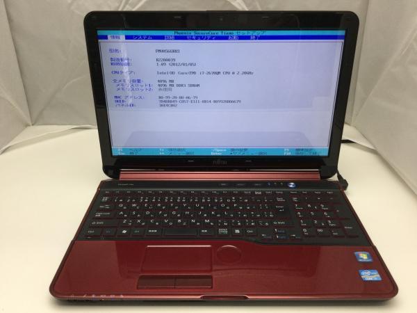ジャンク!FUJITSU AH56/H○Core i7 3610QM 2.3G 8G 750G ジャンク