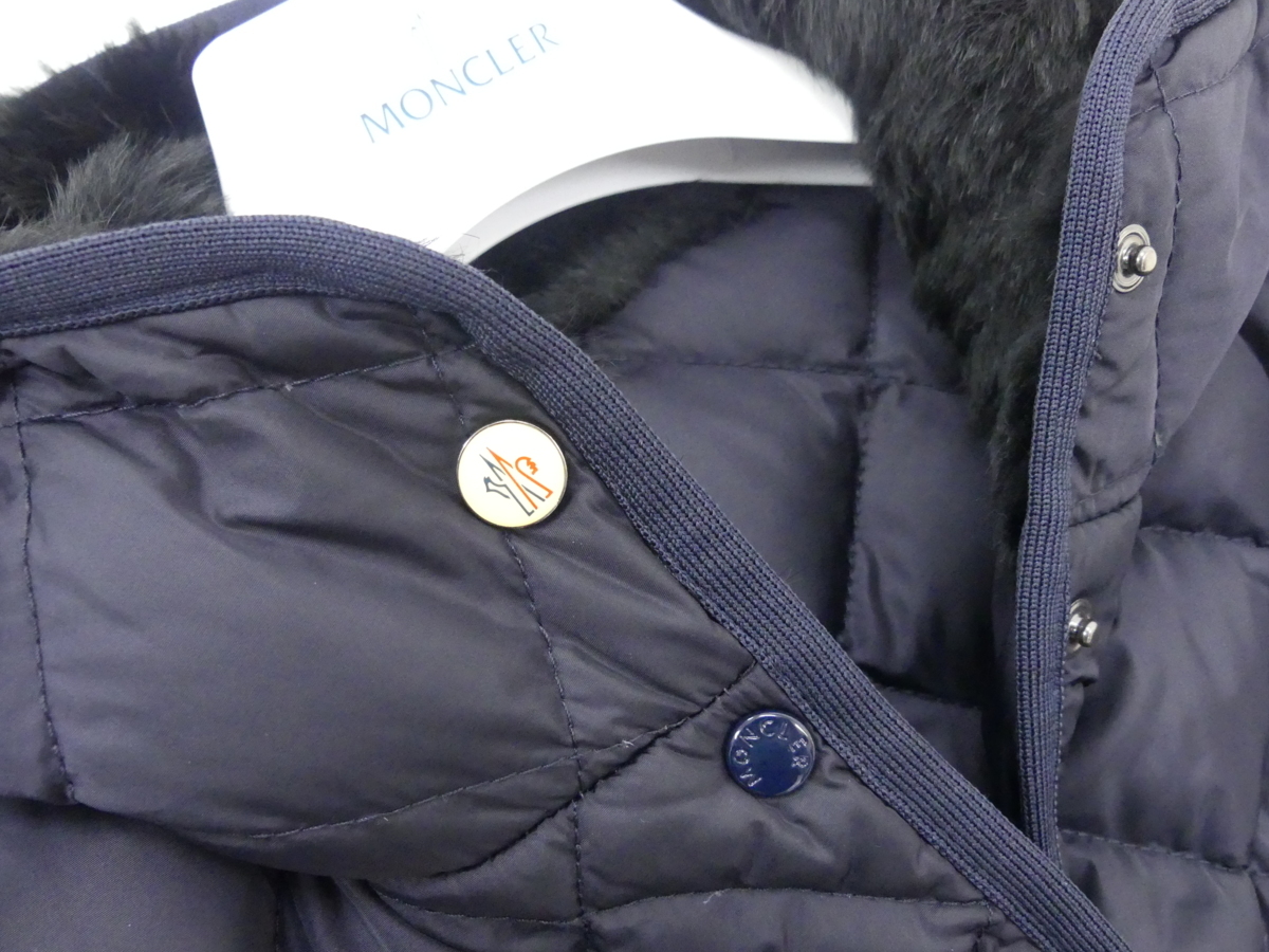 MONCLER キルティングダウンジャケット RONCE 00 ネイビー フード内側 