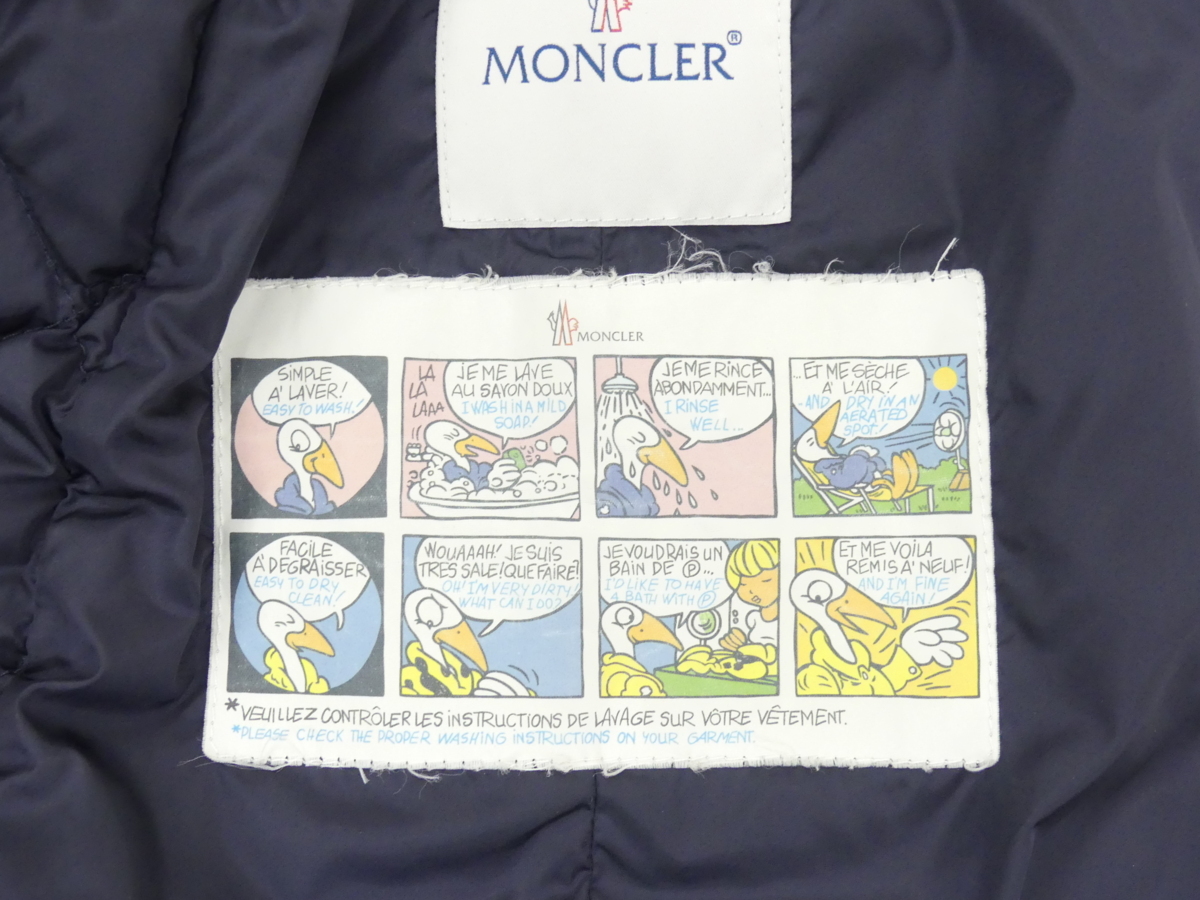 MONCLER キルティングダウンジャケット RONCE 00 ネイビー フード内側 
